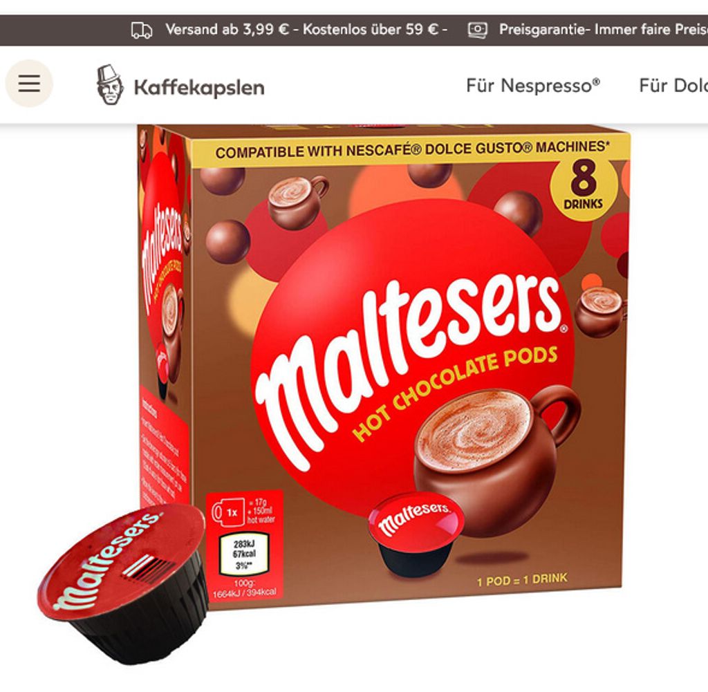 Nescafé Maltesers I 8 capsules for Dolce Gusto