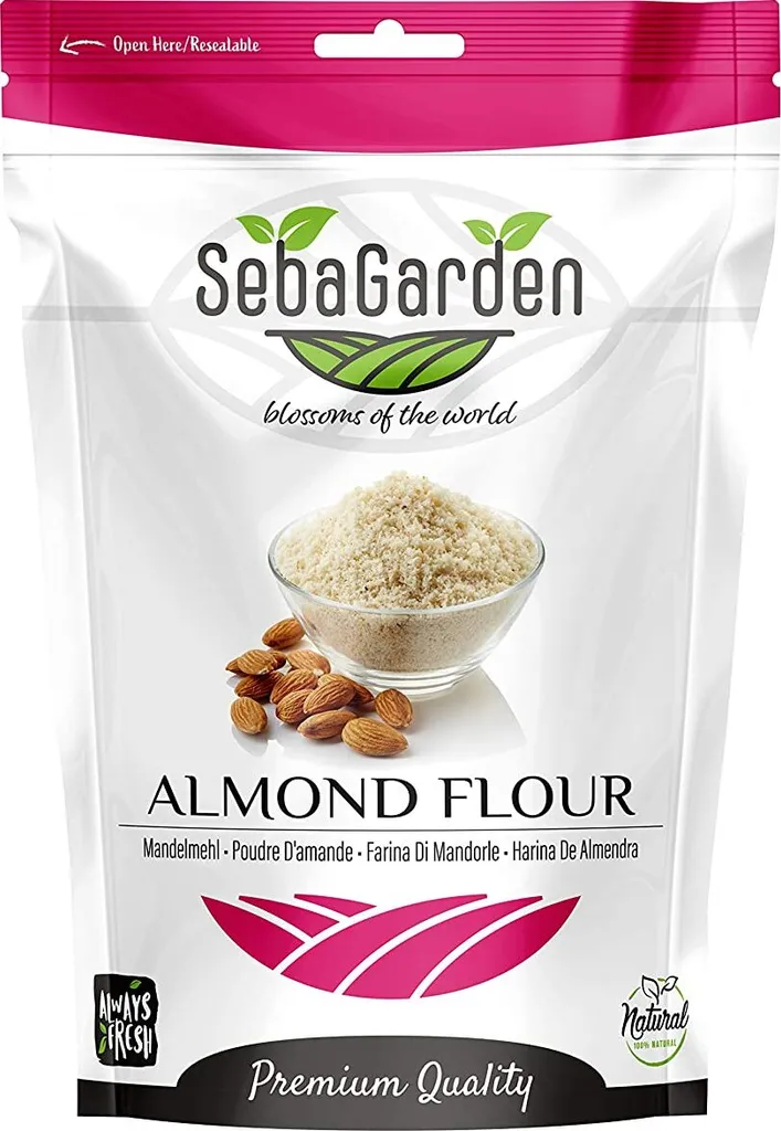 Seba Garden Almond flour extra fine blanched, 1 kg, from California almond flour, defatted almond flour, flour 1 kg, egg white powder, seba