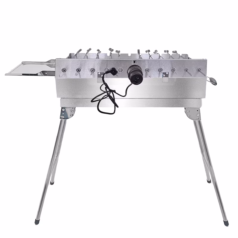 Olymp Handels GmbH Mangal set with 11 rotisserie spit, 220V motor and 10 skewers, shashlik grill with rotisserie motor