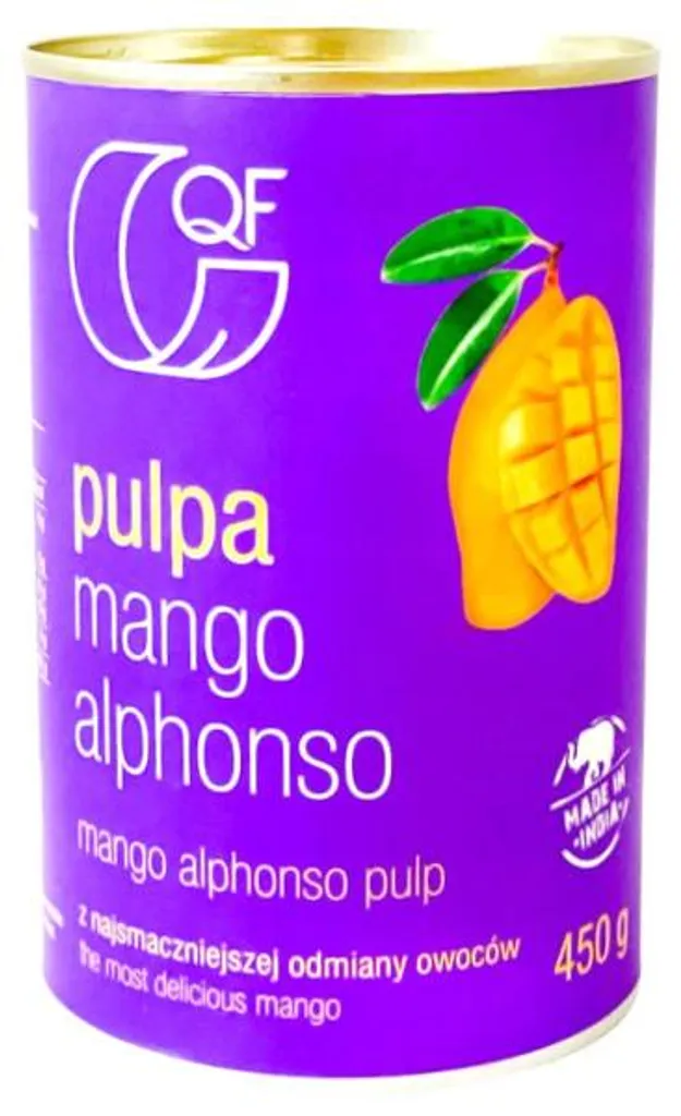 Qf Alphonso Mango Puree - 450g - Indian Mango Puree - No Allergens - Natural Flavor