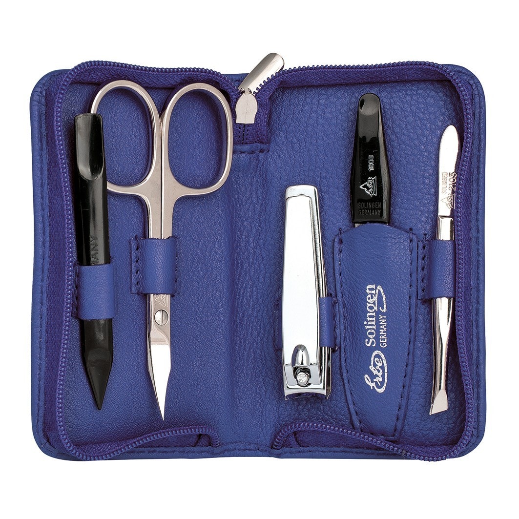 ERBE Manicure Set zipper-ethic series "Siena", blue, 5-pc.