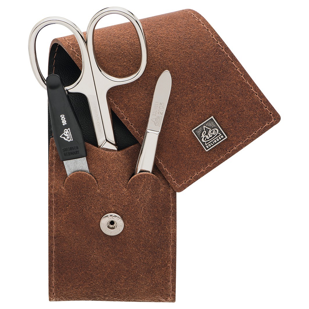 ERBE Manicure Set Taschen-etui series "Cognac & Ocean Blue", Cognac, 3-pc.