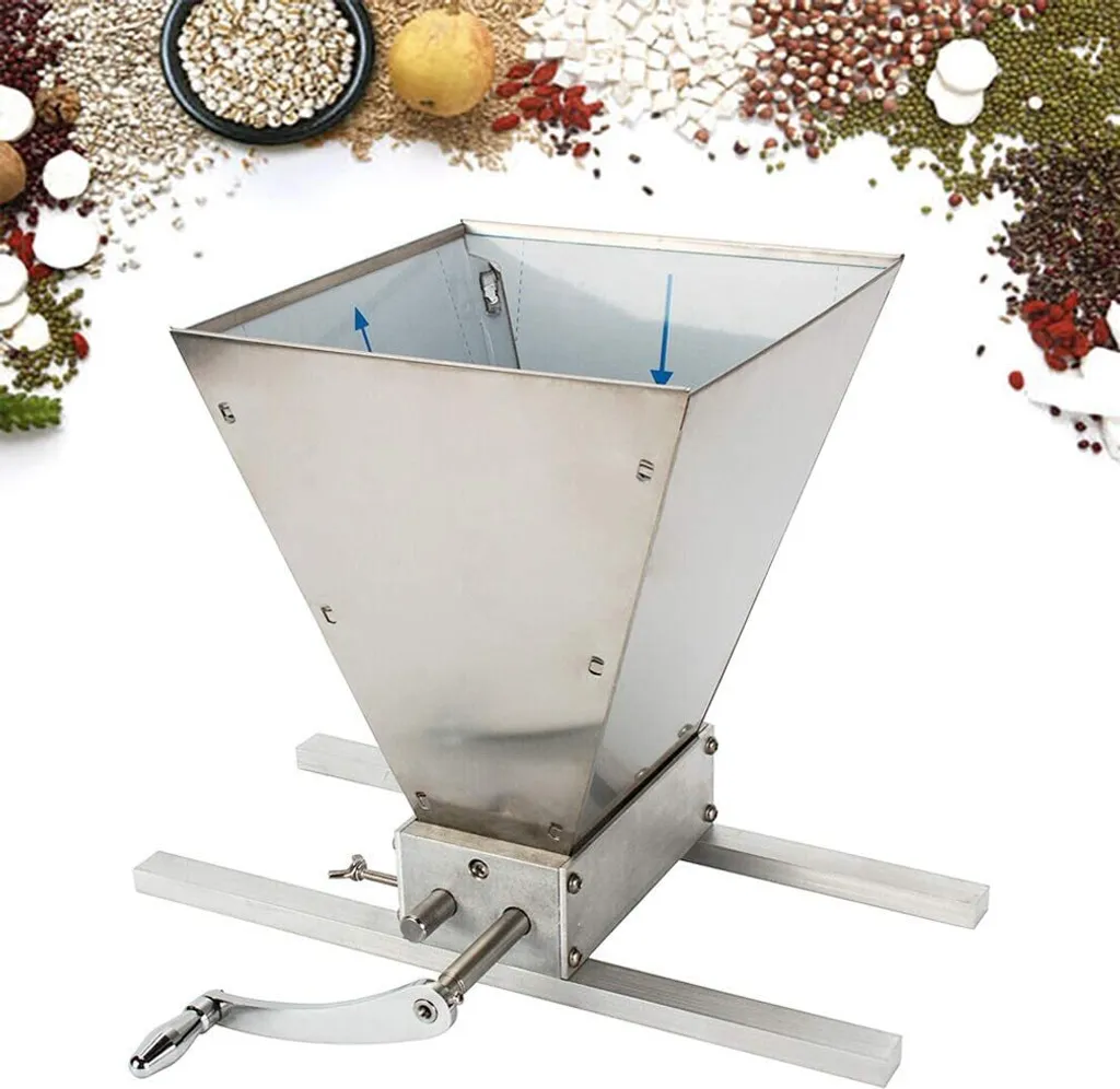 GreatDEshop2021 Manual malt mill, grain mill, grist mill, adjustable stainless steel hand grain mill, coffee mill with 2 wheels