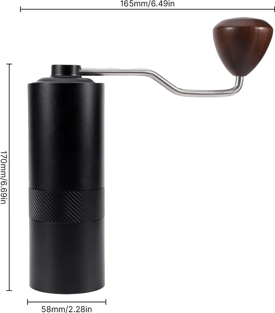 Aibecy Manual coffee grinder with ergonomic wooden crank, 6-core conical burr grinder, digitally adjustable grind setting, portable coffee grinder for espresso, pour over, mocha, Turkish filter coffee