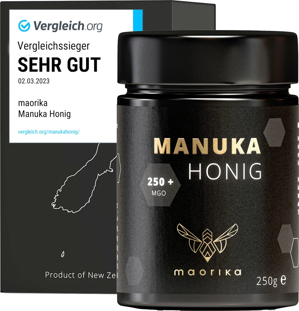 Manuka Honey 250 MGO + 250g in a glass jar (opaque, no plastic) Original from New Zealand Maorika