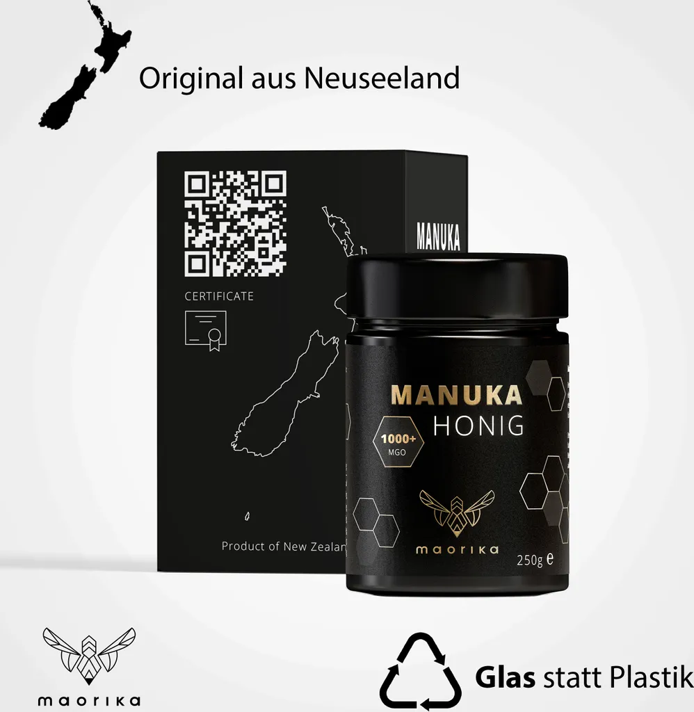 maorika - Manuka Honey 1000 MGO + 250g in a glass jar, original from New Zealand 250g