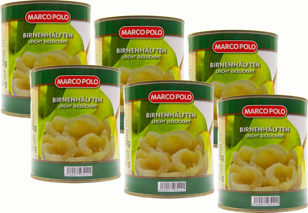 Horst Prietzel MARCO POLO Pear halves, half fruit, 6 cans, 820g filling, 460g drained weight 5.38 kg