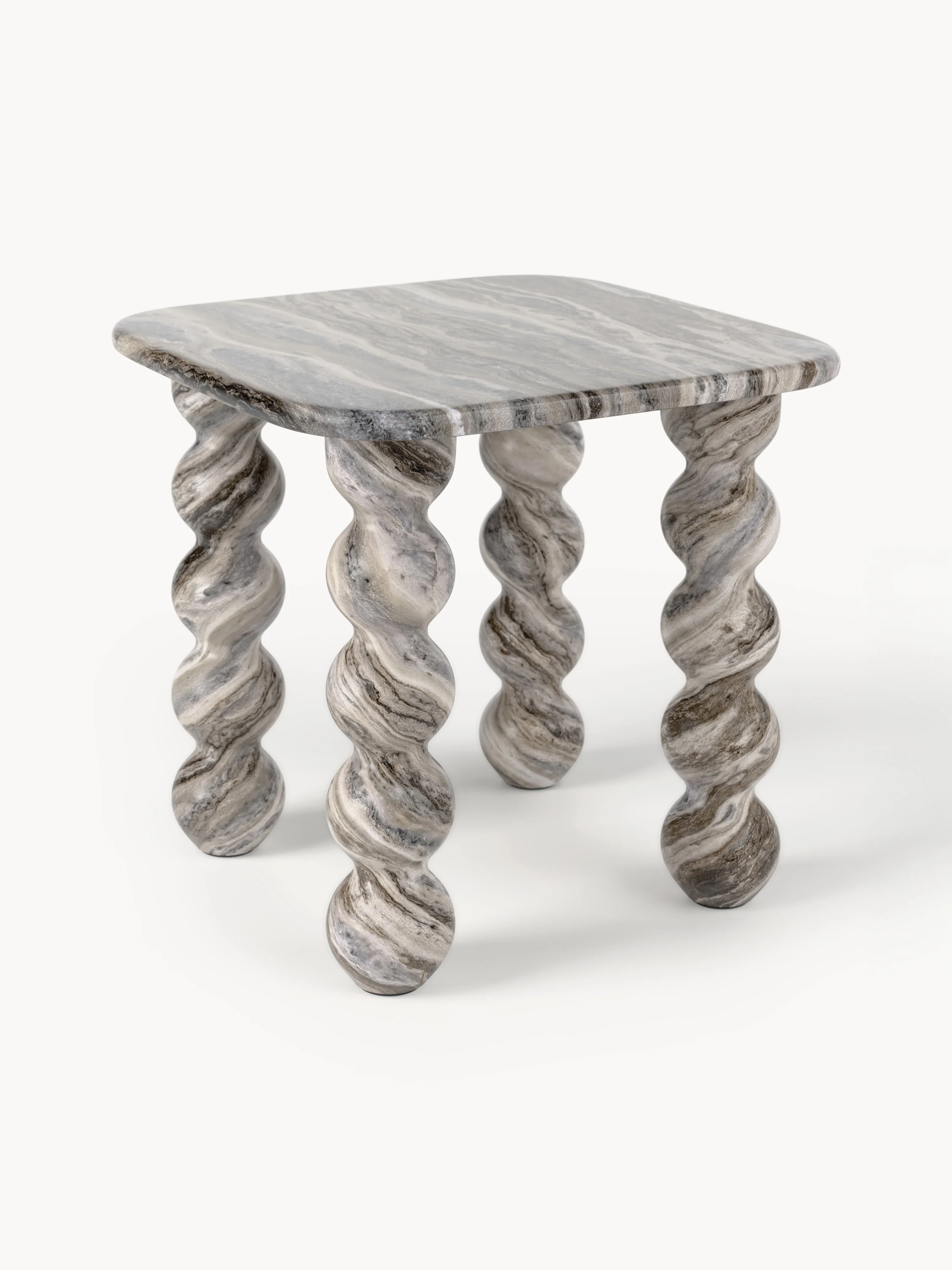 Westwing Collection Lyndi marble side table, Beige, marbled
