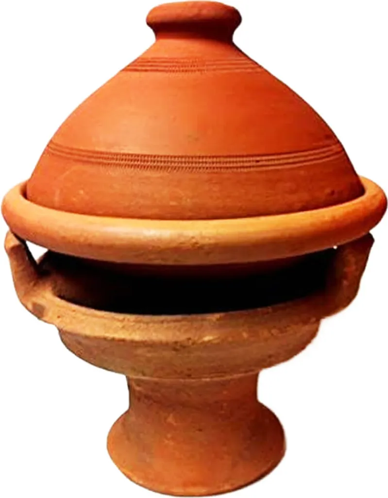 Marrakesch Orient & Mediterran Interior Marrakech Original Moroccan Tajine Tuareg Ø 35 cm with warmer | Hand-thrown from natural clay | Traditional braising pot for gentle cooking