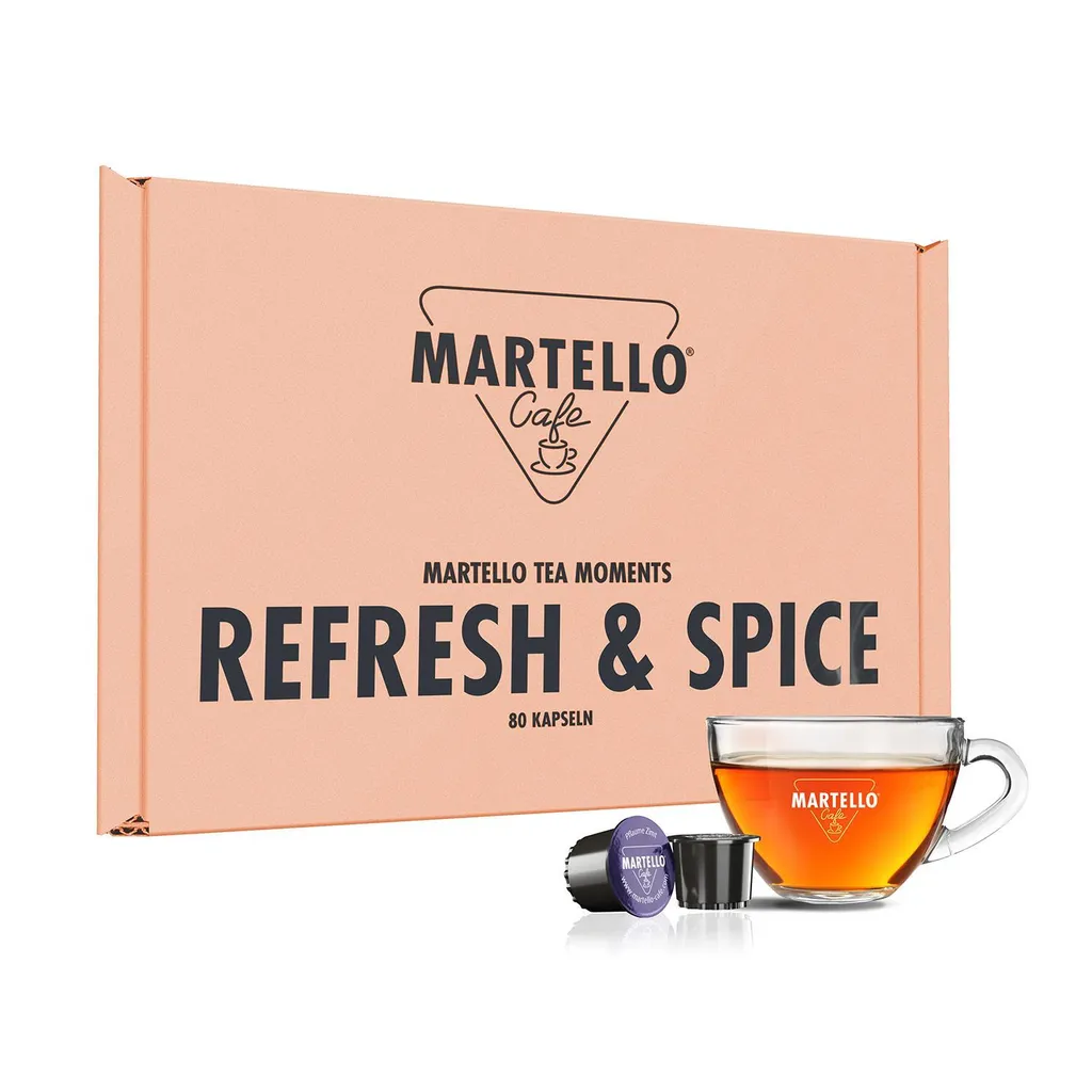 MARTELLO Cafe Martello Tea Set REFRESH & SPICE - Fresh, aromatic leaves - 80 capsules, for MARTELLO capsule machines