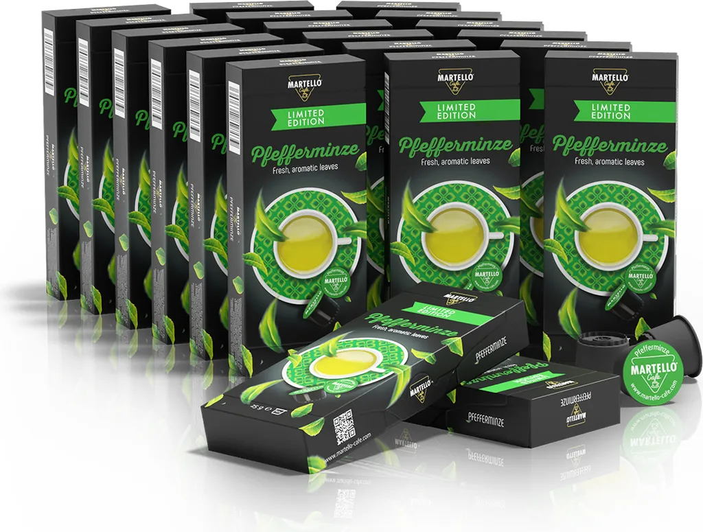 MARTELLO Cafe Martello Tea Capsules PEPPERMINT - Fresh, aromatic leaves - 200 Capsules, Compatible with MARTELLO capsule machines