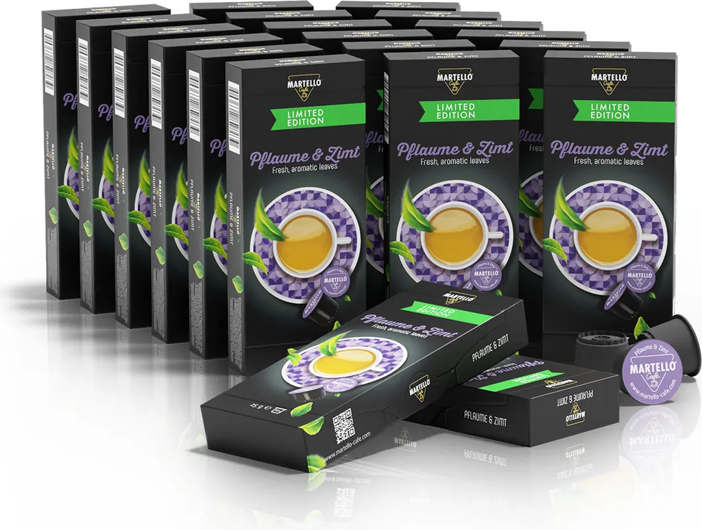 MARTELLO Cafe Martello Tea Capsules Plum Cinnamon - Fresh, aromatic leaves - 200 Capsules, Compatible with MARTELLO capsule machines