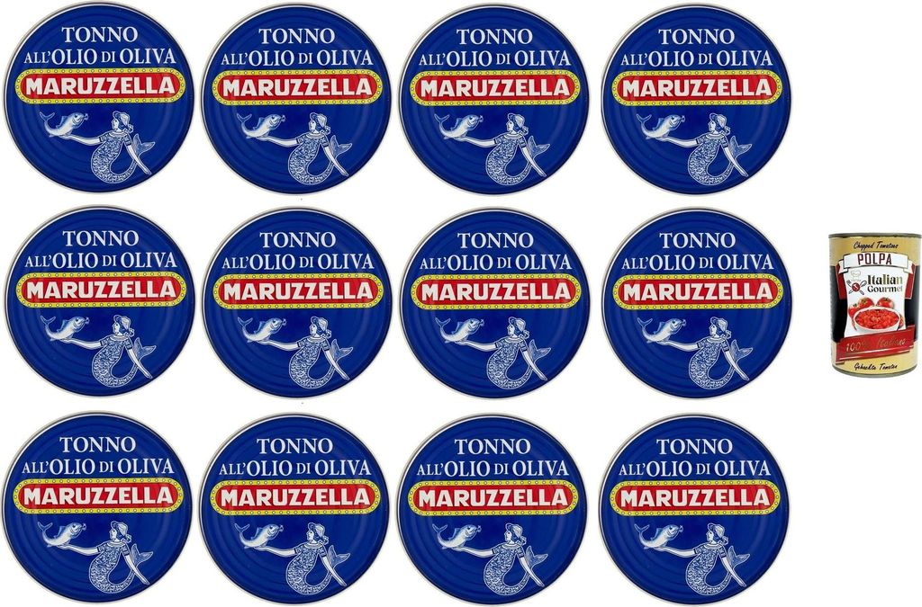 Italian Gourmet E.R. MARUZZELLA Tuna in Olive Oil 12 x 200g + Italian Gourmet Polpa 400g