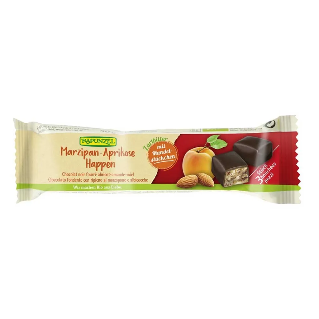 Rapunzel Marzipan bites apricot dark chocolate 50g