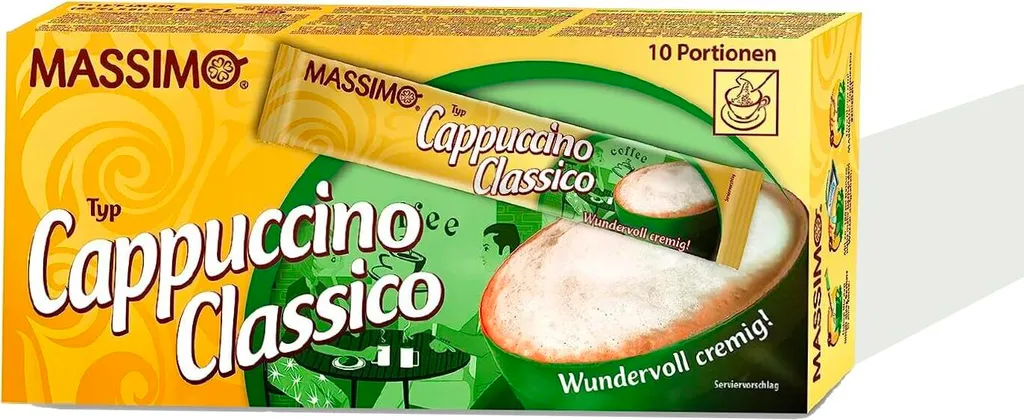 TSI Consumer Goods Massimo Cappuccino Classic 10 Sticks of 12.5g instant coffee, instant coffee with cocoa powder, instant cappuccino, quick preparation