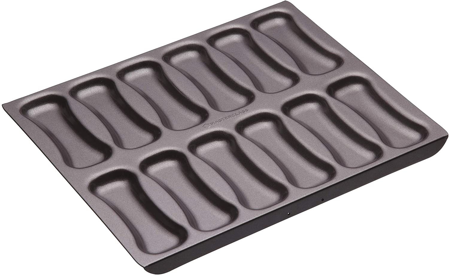 KitchenCraft Master Class 31cm x 25.5cm cm Non-Stick Eclair Baking Pan, 12 Holes