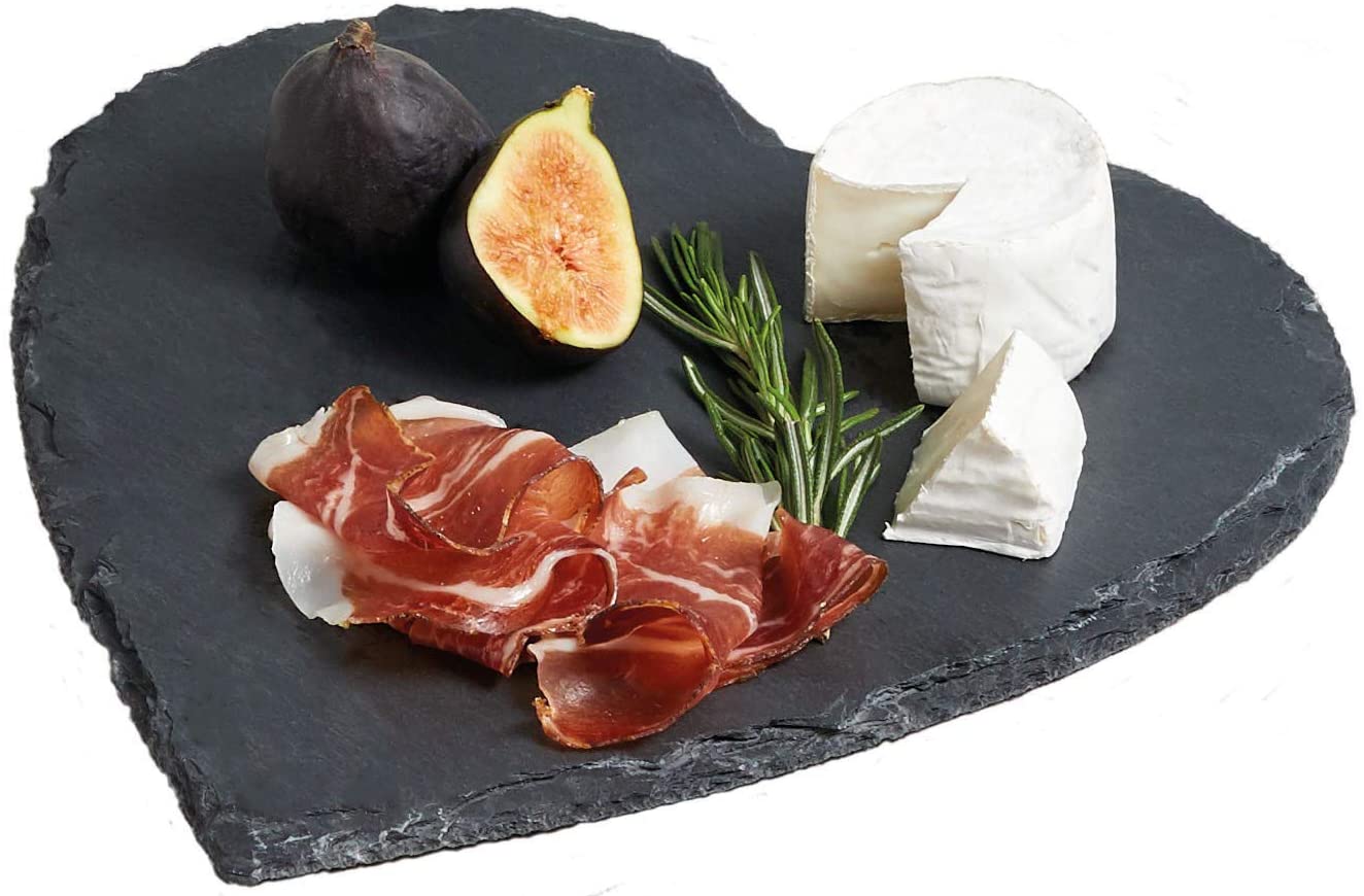 KitchenCraft Master Class Artesà Heart-Shaped Slate Serving Platter, 25 cm (10\")