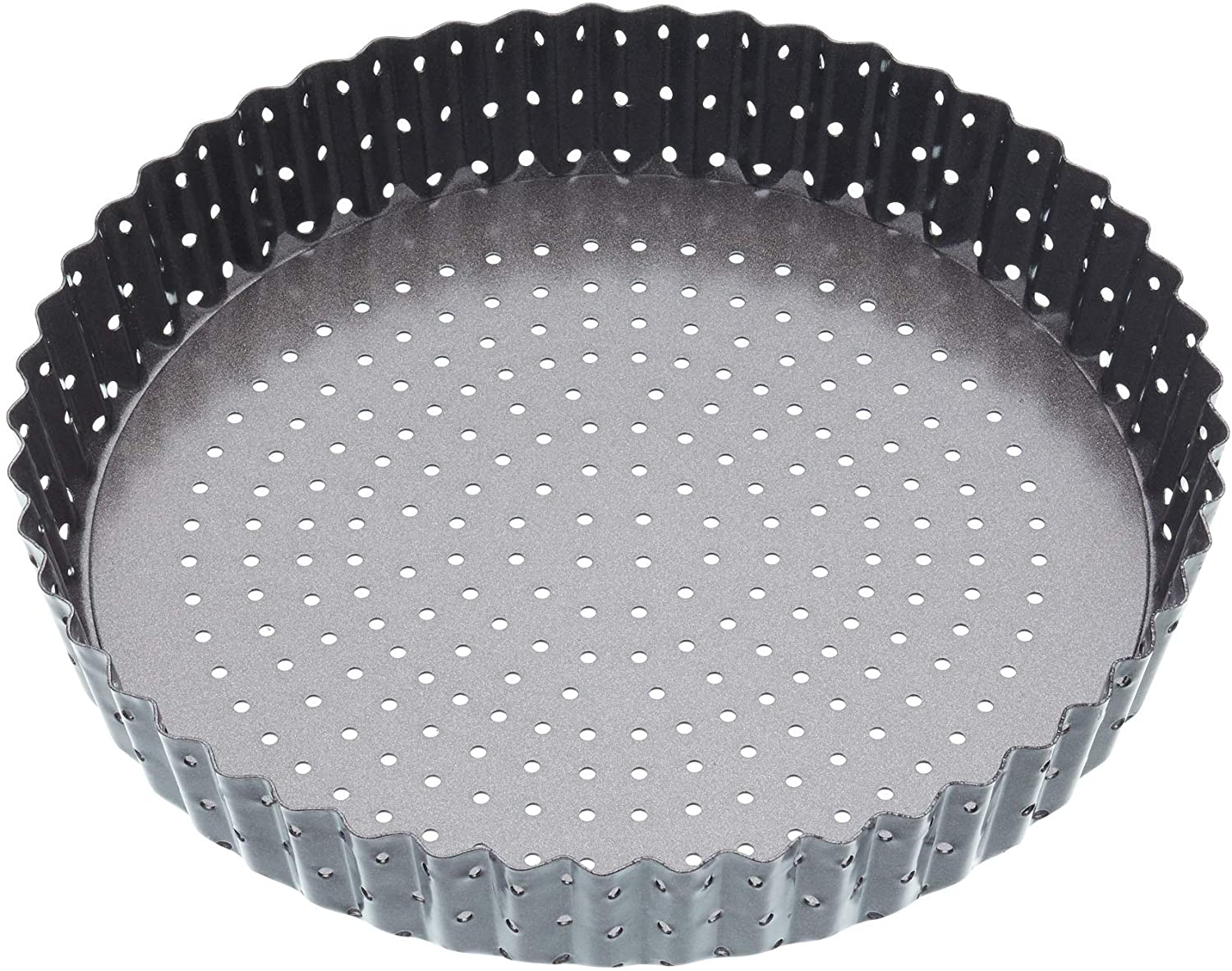 KitchenCraft Master Class Crusty Bake Corrugated Cake/Quiche Mould with Non-Stick Coating and Loose Base, grey, 20 x 20 x 4 cm