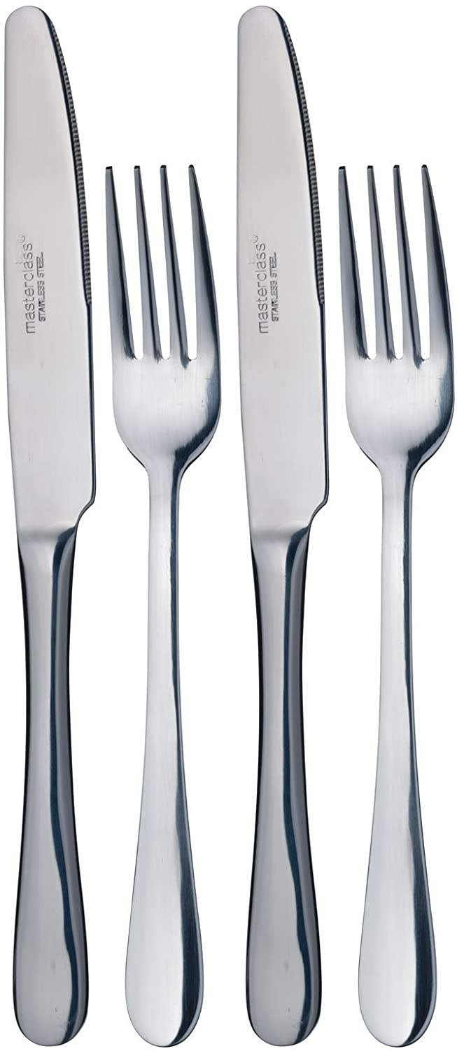 KitchenCraft Master Class Dinner Knives and Forks (4-Piece Set)