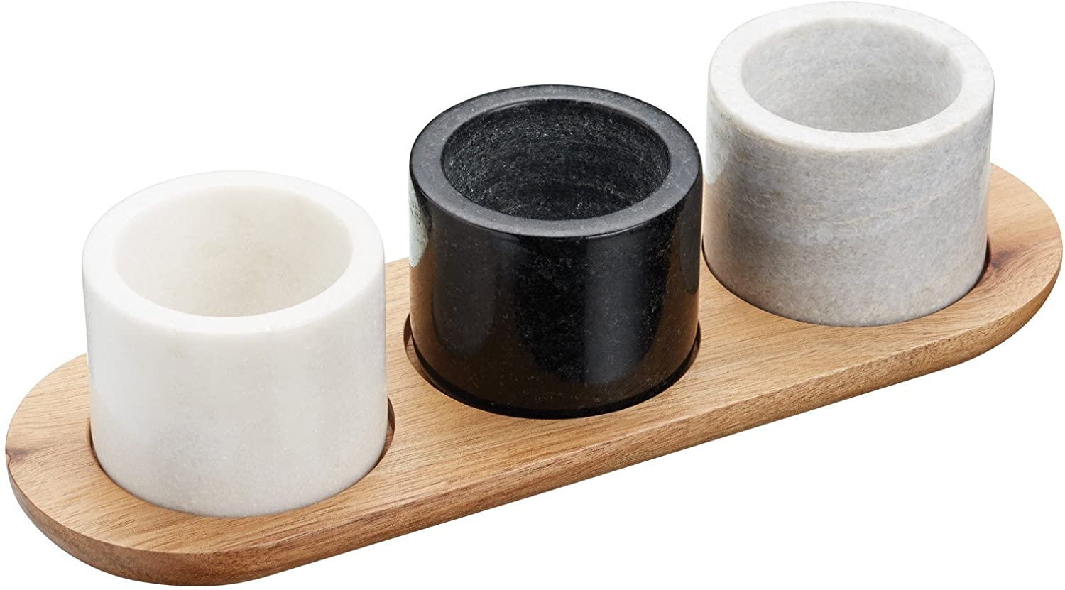 KitchenCraft Master Class Marble Artesà Serving Set with Serving Bowls/Sauce Pots and Tray, Set of 4