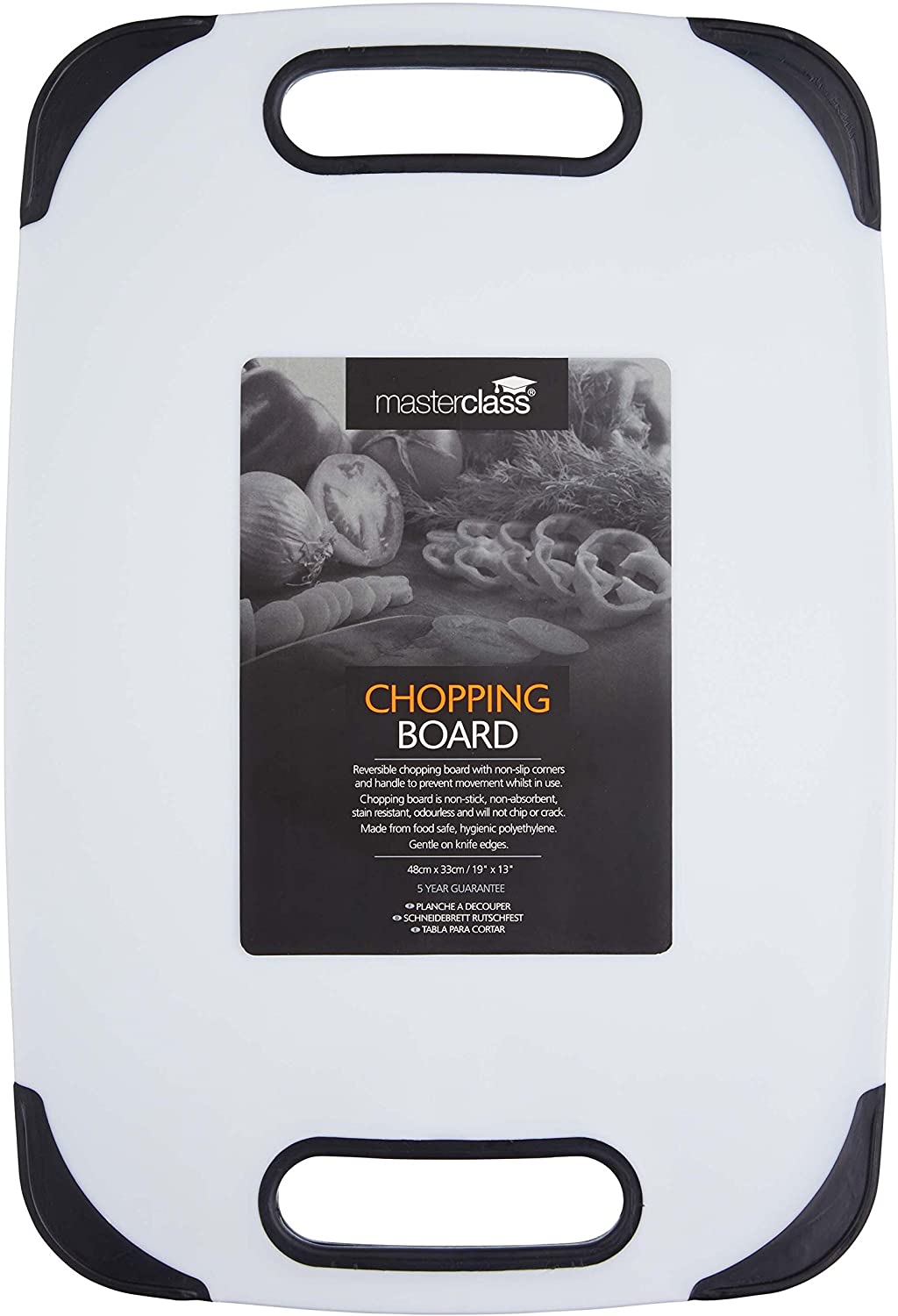 KitchenCraft Master Class Non-Slip White Large Plastic Chopping Board, 48 x 32 cm