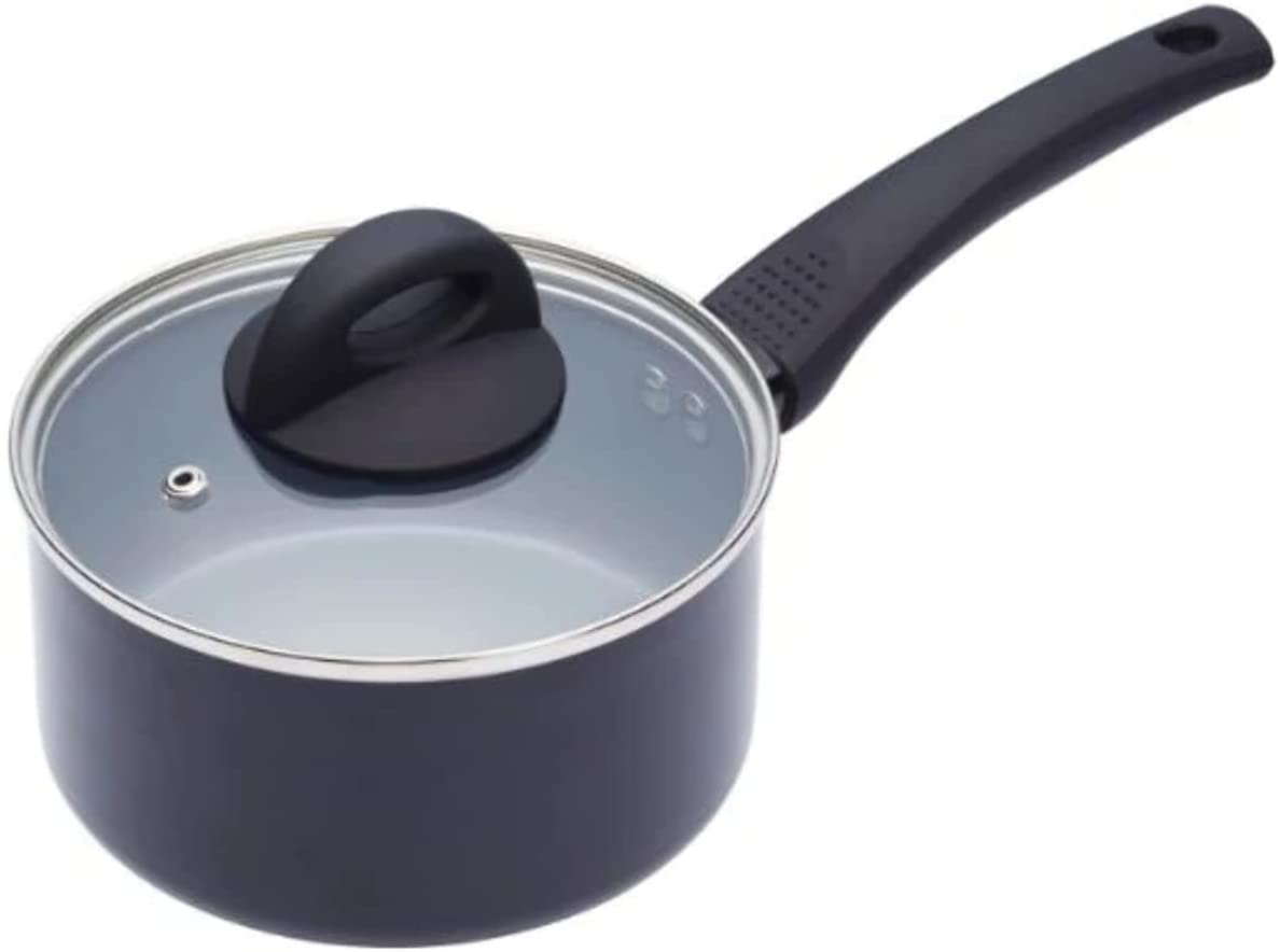 KitchenCraft Masterclass Non Stick Ceramic Eco Induction Cooking Pot 16 cm (6.5 Inch), Silver, 12 x 17 x 22 cm