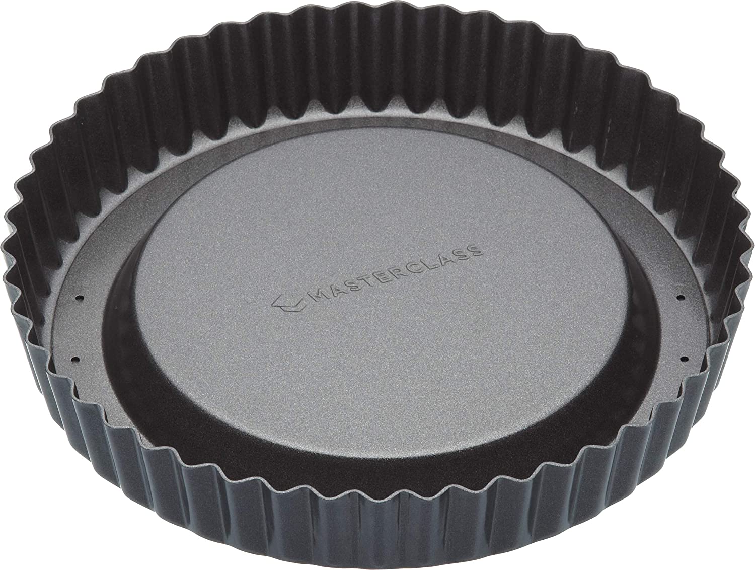 KitchenCraft Master Class Non-Stick Raised Fluted Sponge Flan Tin With Loose Base, 20 cm (8\")