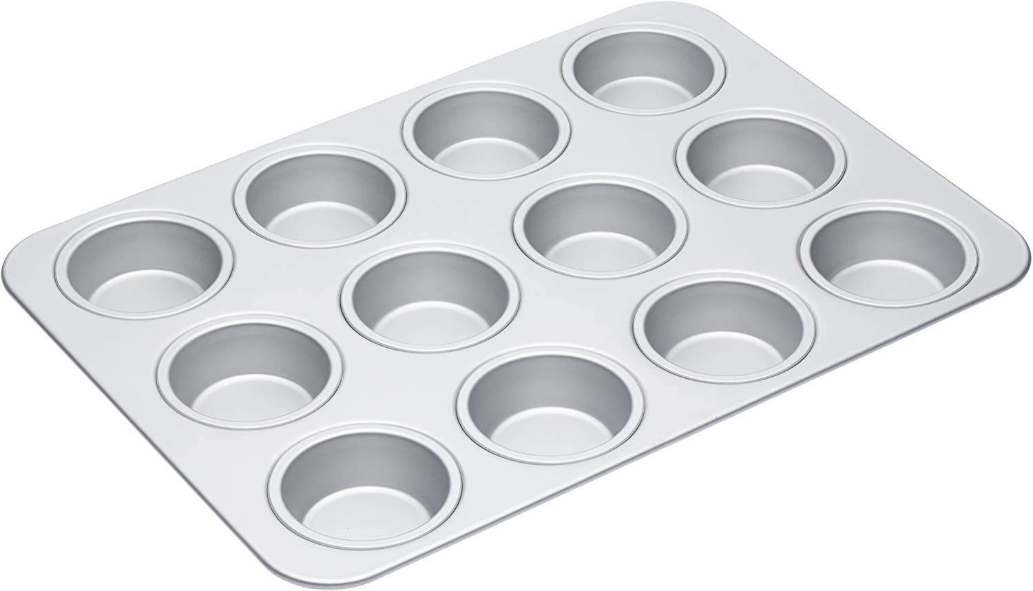 KitchenCraft Master Class Silver Anodised Large 12-Hole Muffin Tin / Baking Pan, 42 cm (16.5\")