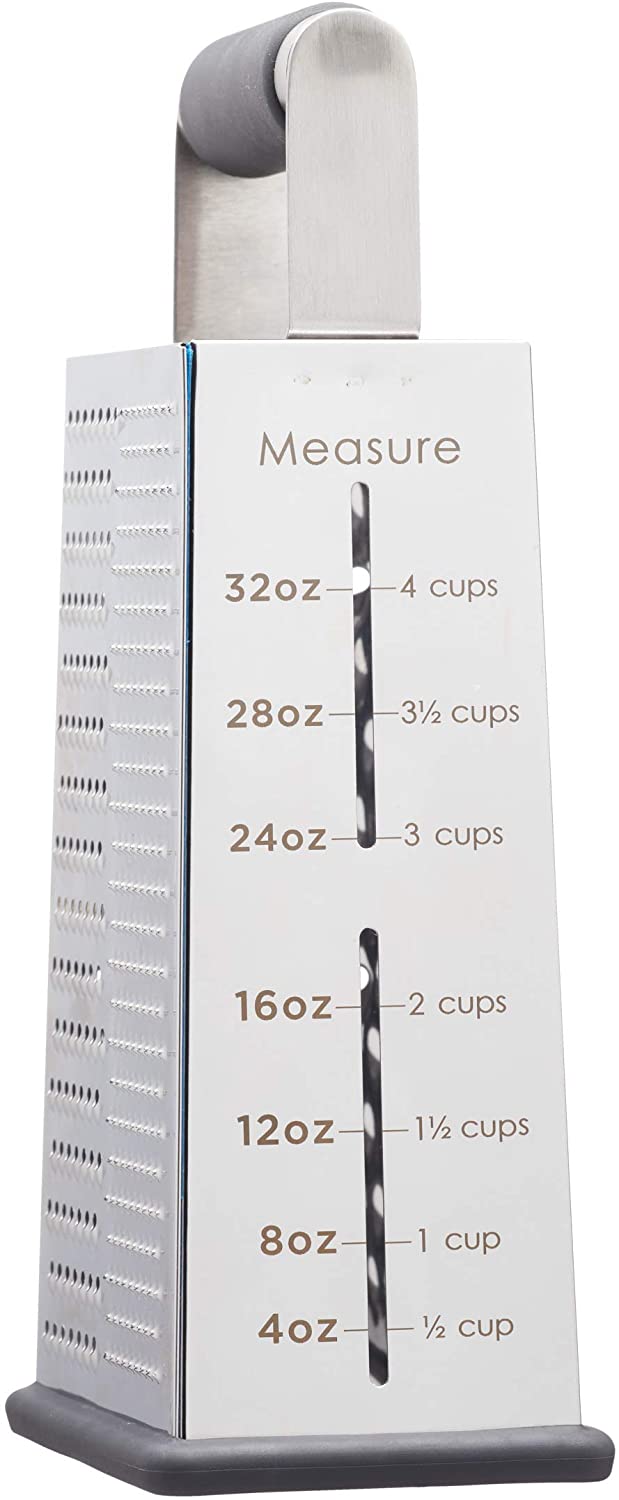 KitchenCraft MasterClass MCGRATMEAS 5-in-1 Cheese Grater, Food Slicer, Lemon Tester with Stainless Steel Measurement Markings