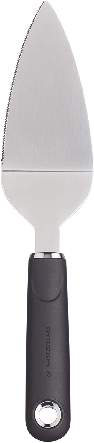 KitchenCraft MasterClass MCSGNWCS Stainless Steel Cake Server with Cutter and Soft Grip Handle, Black