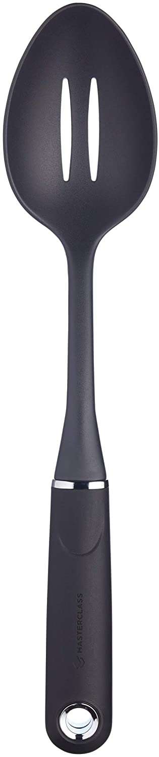 KitchenCraft MasterClass MCSGNWNSLSP Non-Stick Nylon Skimmer with Soft Grip Handle, Black