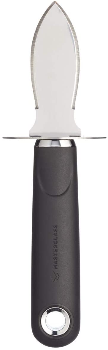 KitchenCraft MasterClass MCSGNWOK Stainless Steel Oyster Knife with Soft Handle, Black