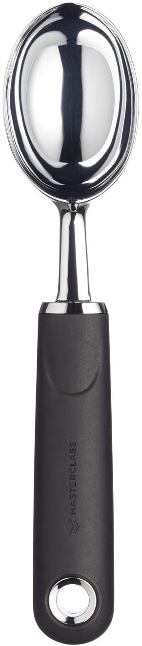 KitchenCraft MasterClass MCSGNWSSIC Soft Grip Stainless Steel Ice Cream Scoop, Black