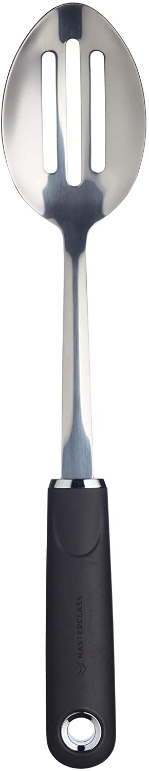 KitchenCraft MasterClass MCSGNWSSSS Stainless Steel Slotted Spoon, Black