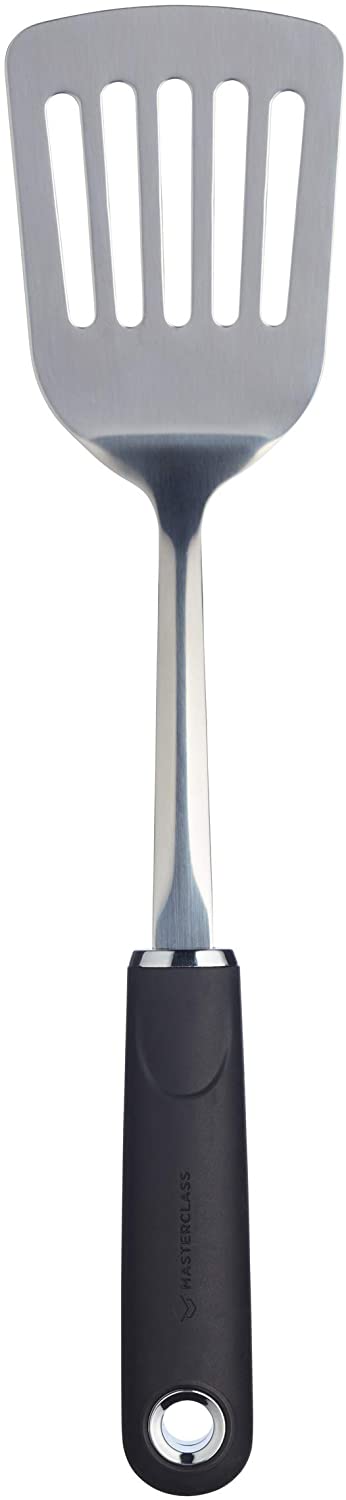 KitchenCraft MasterClass MCSGNWSSST Soft Grip Stainless Steel Turner, Black