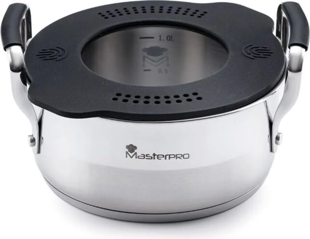 Bergner Masterpro BGEU-3777, 1.5 l, Round, Black, Stainless Steel, Transparent, Stainless Steel, Stainless Steel, Black
