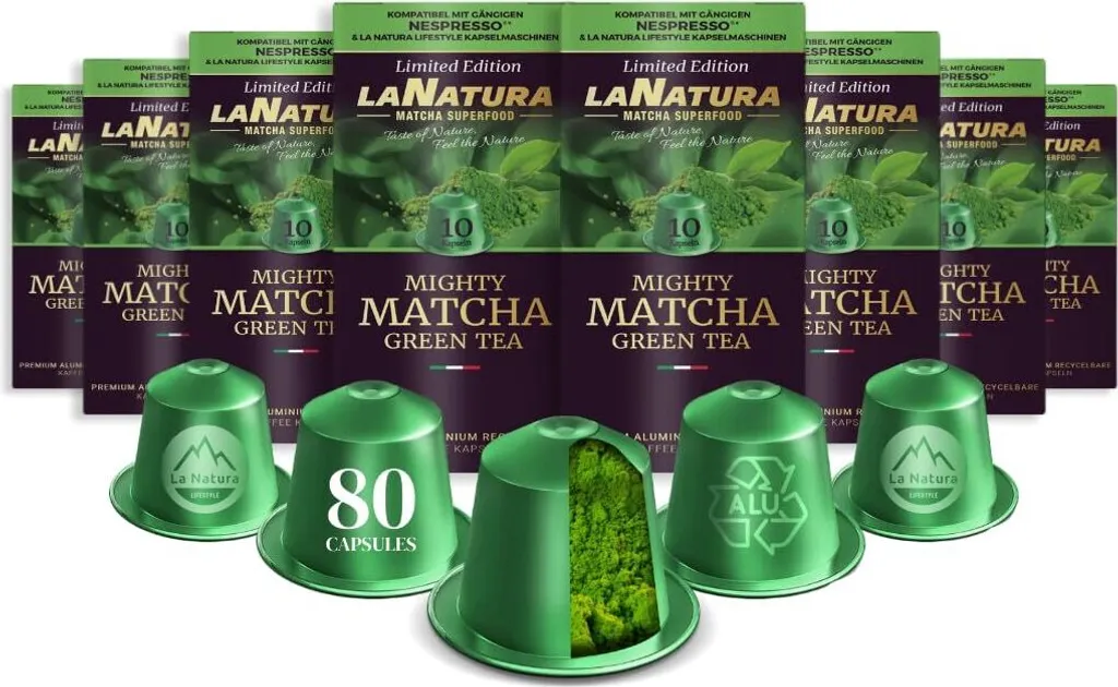 MATCHA Premium Tea Capsules La Natura Lifestyle Mighty Matcha Tea 80 Tea Capsules | Nespresso®*³ compatible