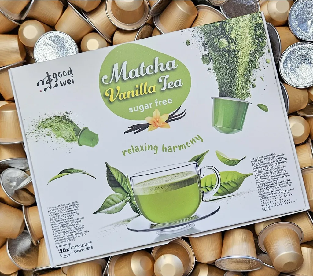 Goodwei Matcha Vanilla Tea Capsules, 20 pieces, compatible with Nespresso®, 118 gm