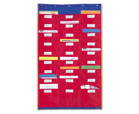 Material bag station with 27 hanging pockets