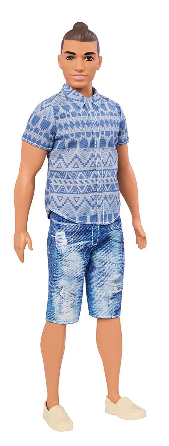 Mattel Barbie Fnj38 Ken Fashionistas Doll In Washed Denim Shorts