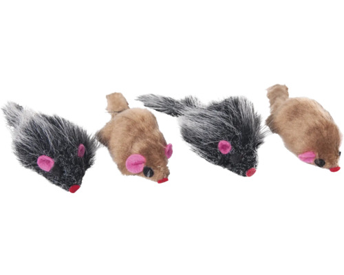 Mouse Karlie hard 4 pieces, 5 cm, gray-brown