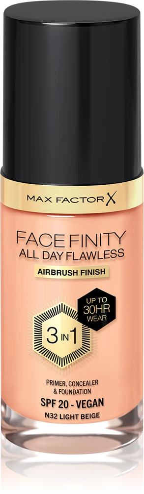 Max Factor Facefinity All Day Flawless Long-Lasting Makeup Foundation SPF 20 Farbton 32 Light Beige 30 ml