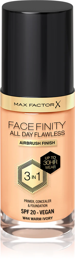 Max Factor Facefinity All Day Flawless Long-Lasting Makeup Foundation SPF 20 Farbton 44 Warm Ivory 30 ml