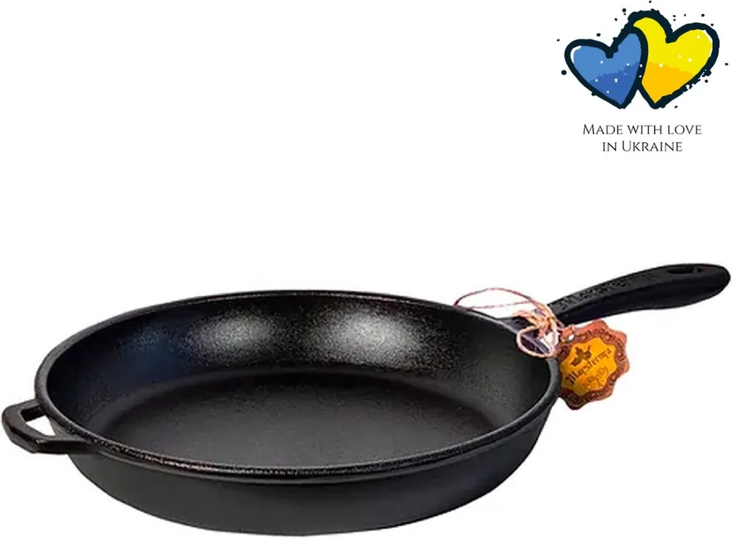 MAYSTERNYA Cast Iron Frying Pan – ø 22 x 4 cm – Cast iron pan for all heat sources – Pan set – Baking – Induction – Black