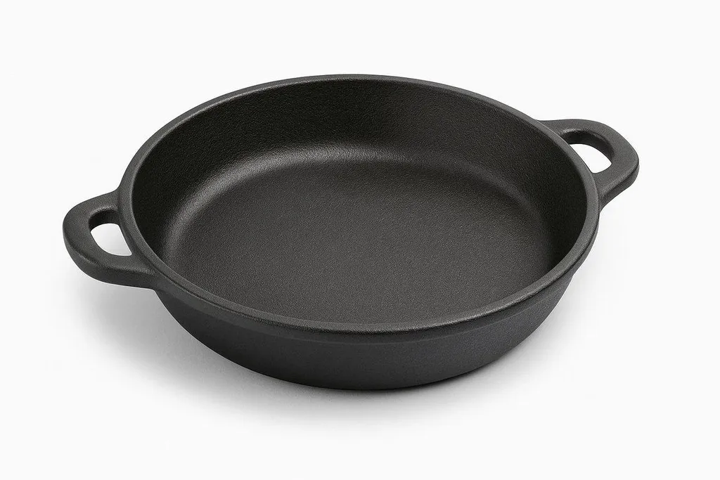 MAYSTERNYA Cast Iron Grill Pan - ø 18 x 3 cm - BBQ Accessory - Outdoor Kitchen - BBQ - Roasting - Oven Dish - BBQ Gift - Gift - Matte Black