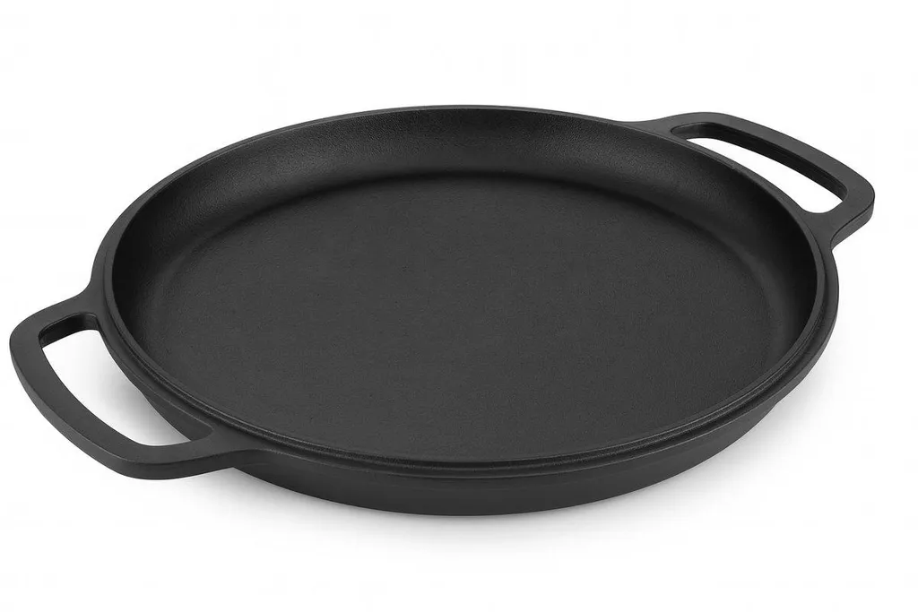 MAYSTERNYA Cast Iron Grill Pan - ø 26 x 6 cm - BBQ Accessory - Outdoor Kitchen - Baking - Oven Dish - BBQ Gift - Matte Black