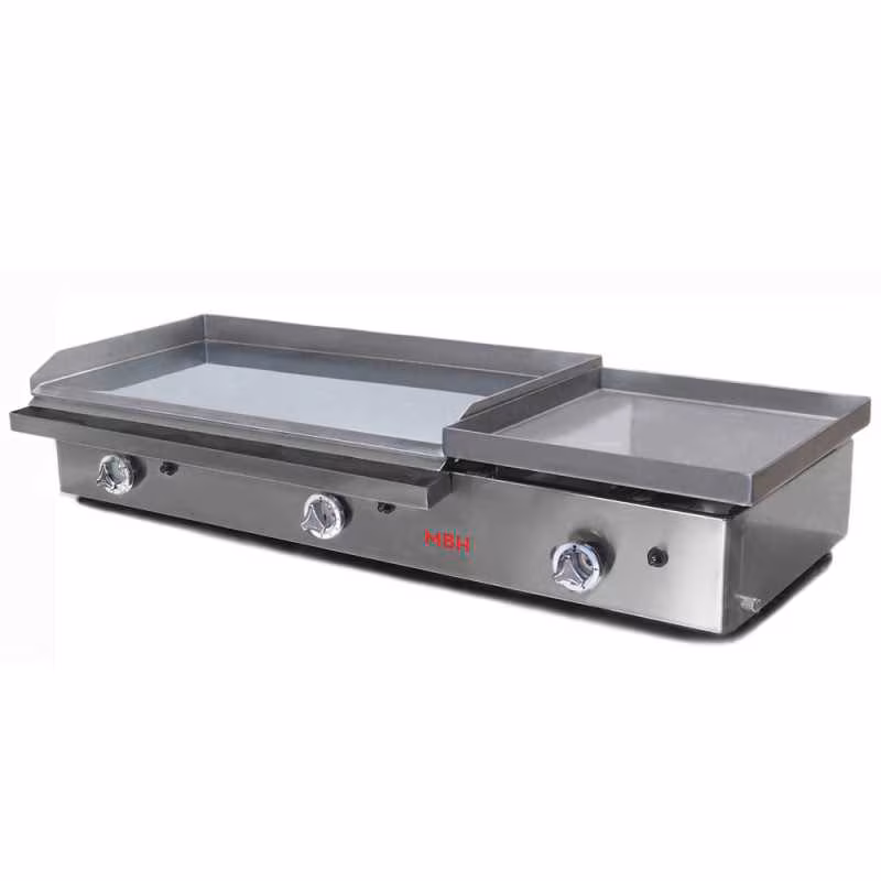 MBH - MAQUINARIA BAR HOSTELERIA MBH - Gas grill griddle 800x400 mm hard chrome with module 400x400 mm, specially designed for Frankfurt. Fry Top for the catering industry.