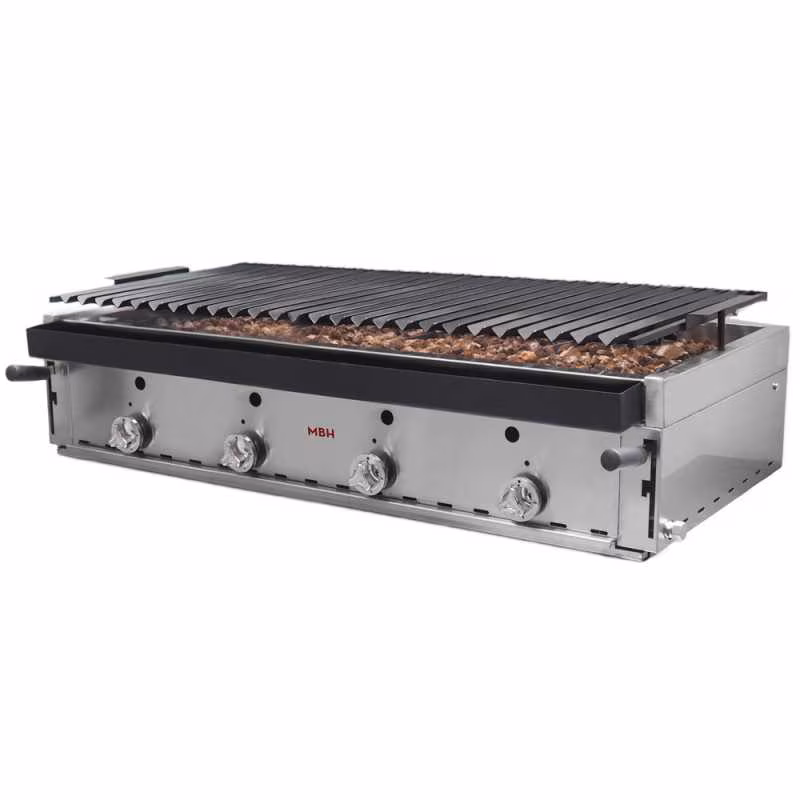 MBH - MAQUINARIA BAR HOSTELERIA MBH - Professional 120cm gas lava rock grill, economical for the catering industry. Industrial barbecue grill for bars and restaurants.