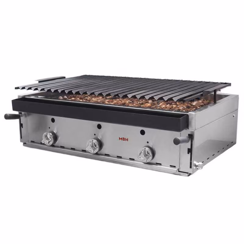 MBH - MAQUINARIA BAR HOSTELERIA MBH - Professional 90cm gas lava rock grill, economical for the catering industry. Industrial barbecue grill for bars and restaurants.