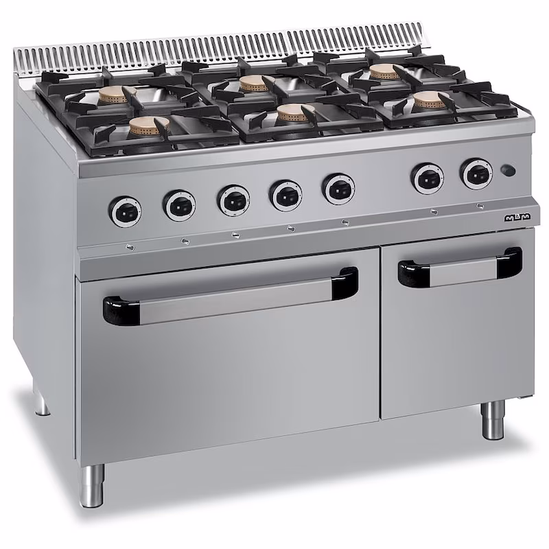 MBM 6-burner gas cooker with gas oven, 48.0 kW